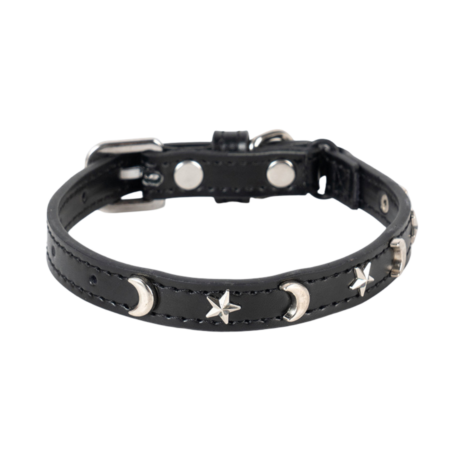 thumbnail image 2 of Collar de cuero para gatos adecuado para niños y niñas Gatos con banda elástica Estrella y luna Hebilla ajustable Collar adecuado para gatos pequeños Gatos grandes Tamaño 8-12 pulgadas, 2 of 2